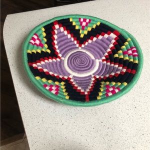 Wall hanging basket hand coiled